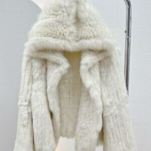 Luxurious White Faux Fur Coat